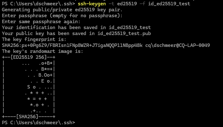 SSH Keygen Success Screenshot